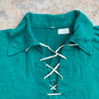 1950's Lace Front Numbered Cotton Knit Jersey Small