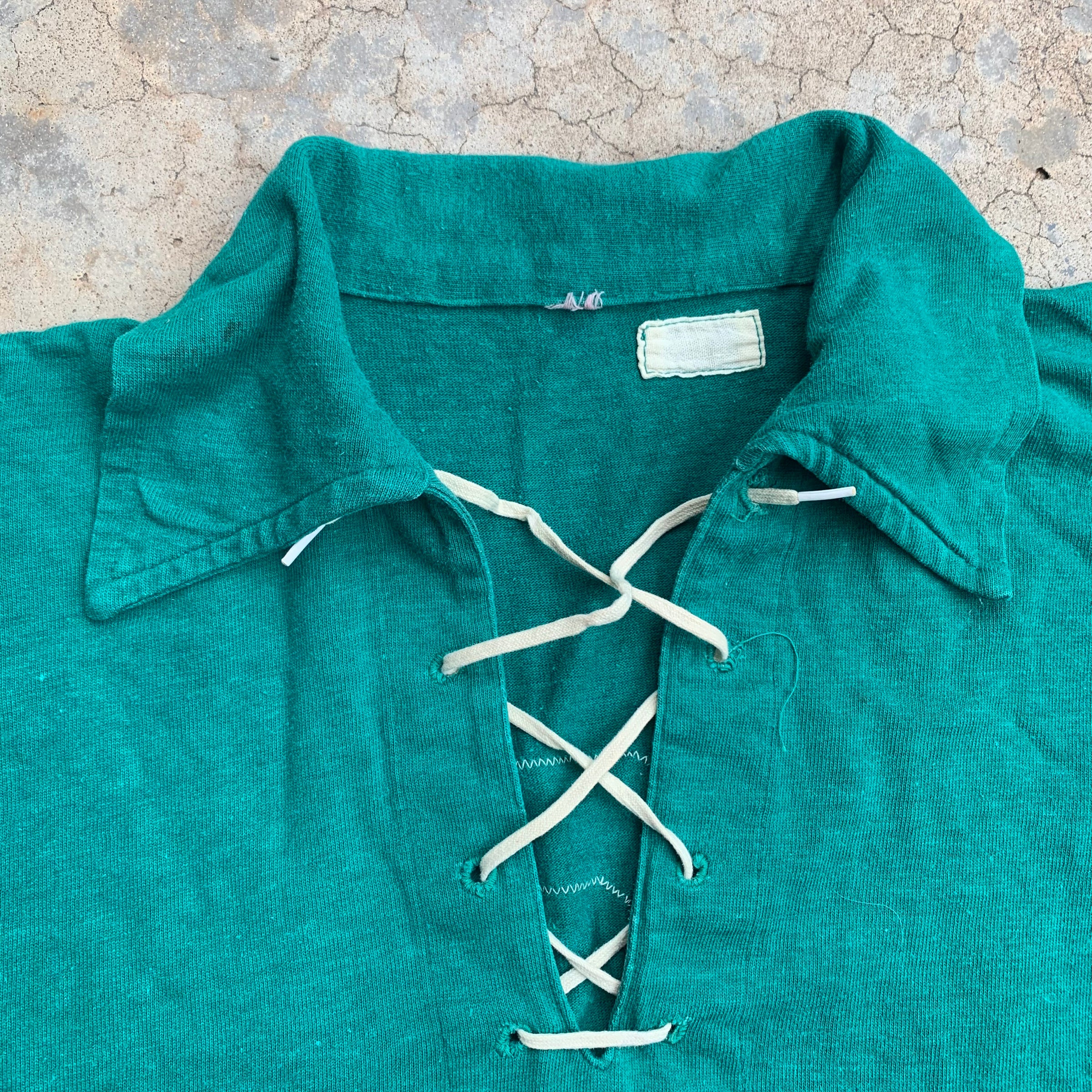 1950's Lace Front Numbered Cotton Knit Jersey Small