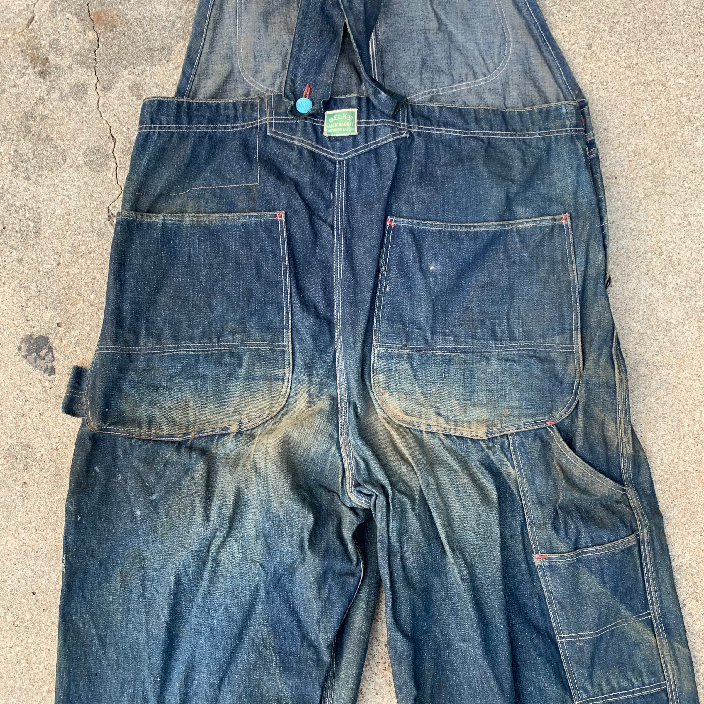 1940’s/50’s Jack Rabbit Low Back Denim Overalls 35” x 32”