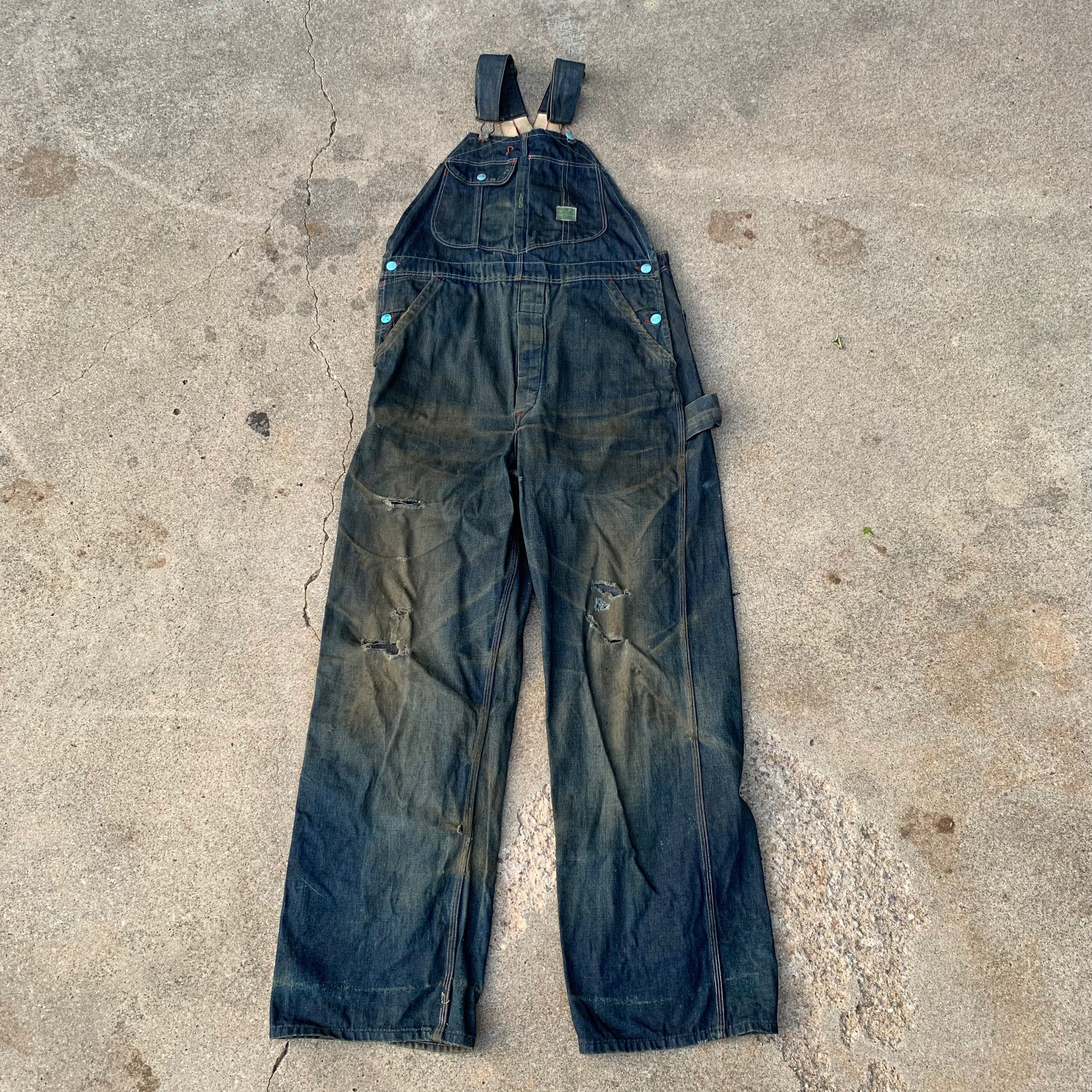 1940’s/50’s Jack Rabbit Low Back Denim Overalls 35” x 32”
