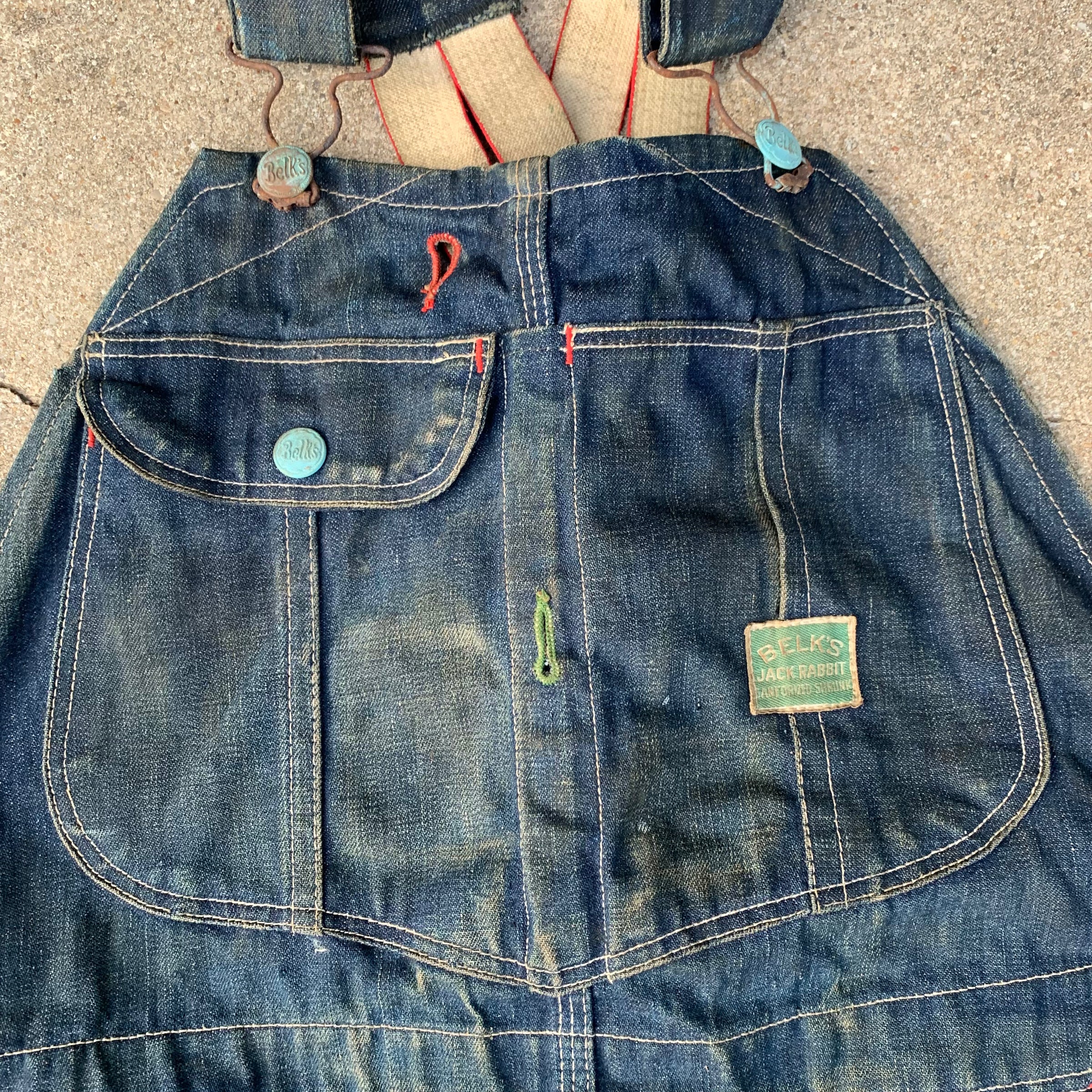 1940’s/50’s Jack Rabbit Low Back Denim Overalls 35” x 32”