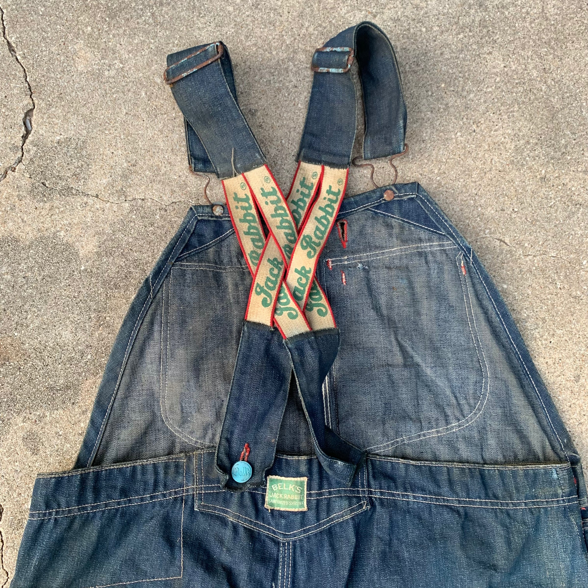 1940’s/50’s Jack Rabbit Low Back Denim Overalls 35” x 32”