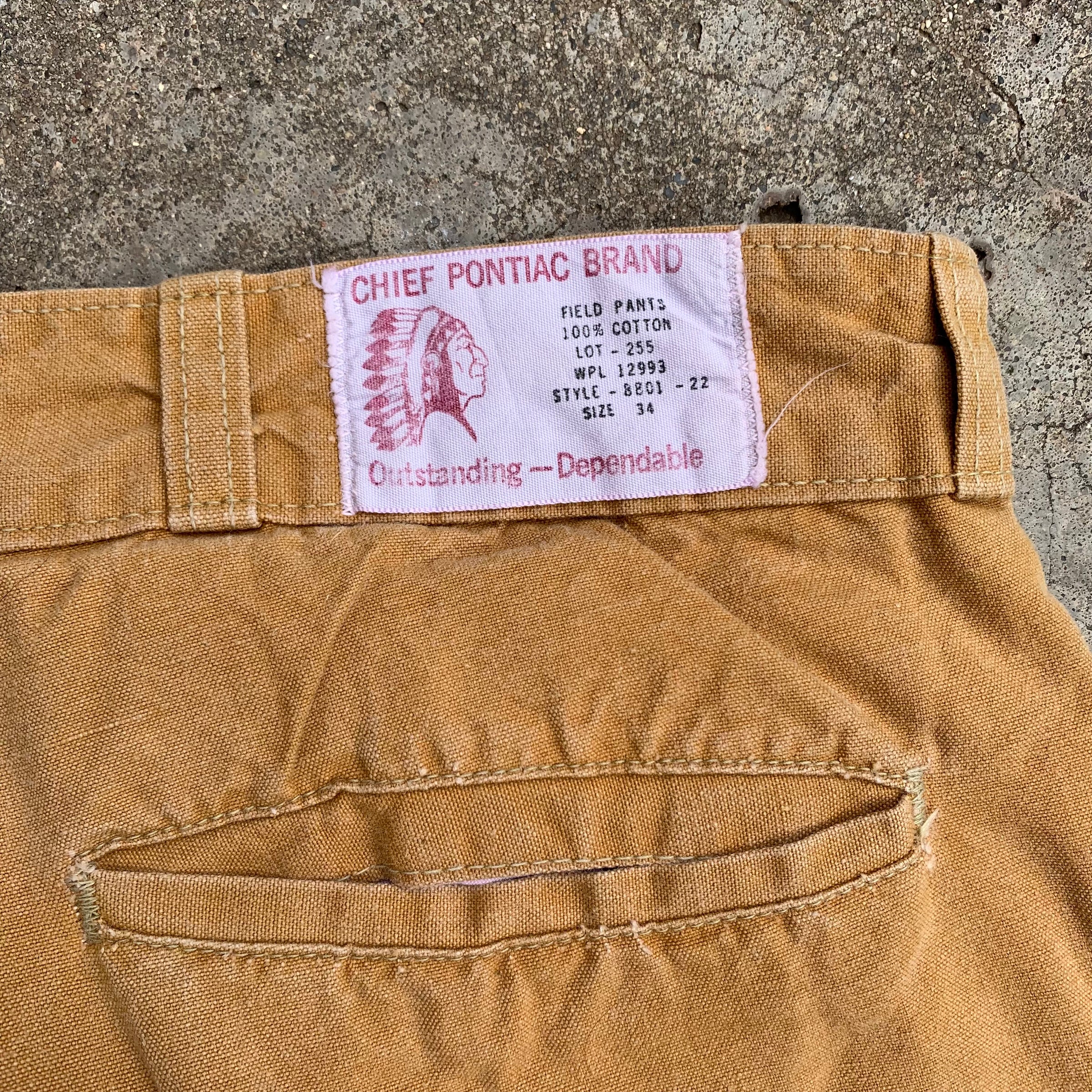 1950's Chief Pontiac Brand Work Pants 32” x 27”