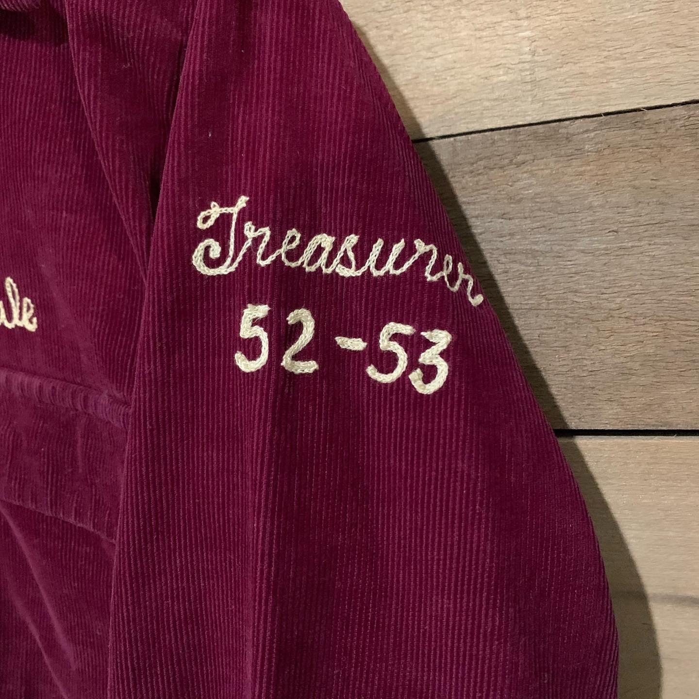 1950's Burgundy Corduroy Loop Collar Button Down Shirt M/L