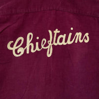 1950's Burgundy Corduroy Loop Collar Button Down Shirt M/L