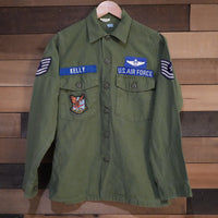1960's Vietnam War USAF Patched OG-107 Fatigue Shirt Small