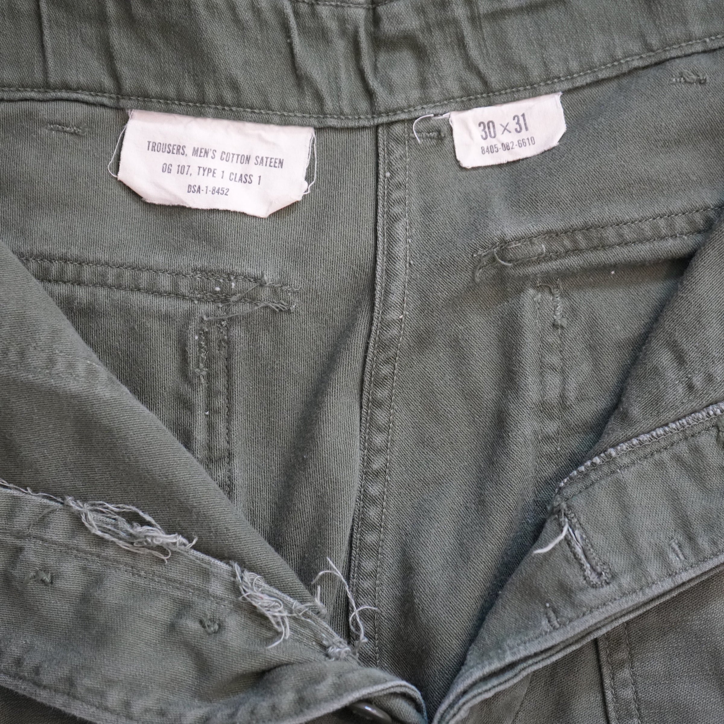 1960's Vietnam War OG-107 Fatigue Pants 29" x 28"