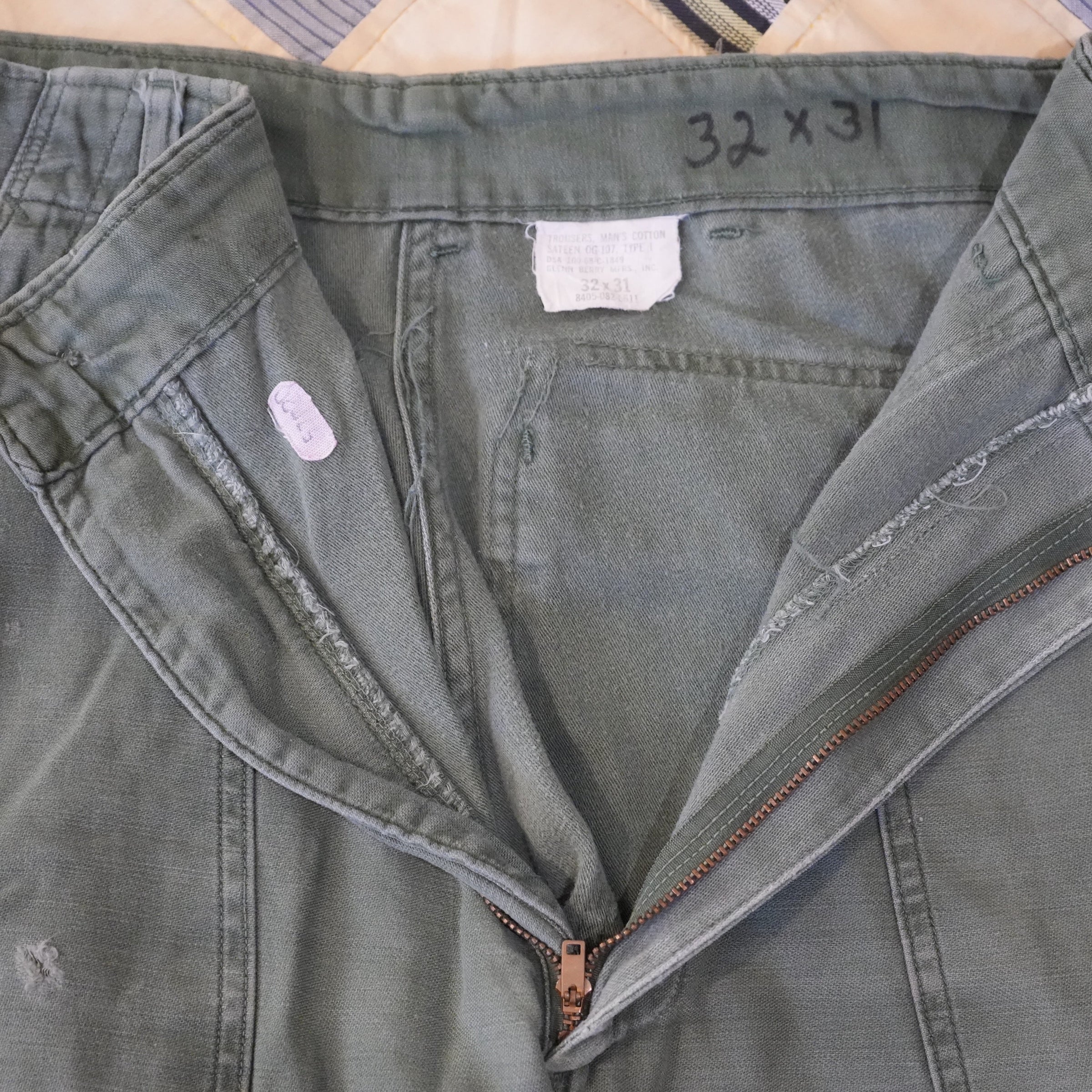 1960's Vietnam War OG-107 Fatigue Pants 30" x 29"