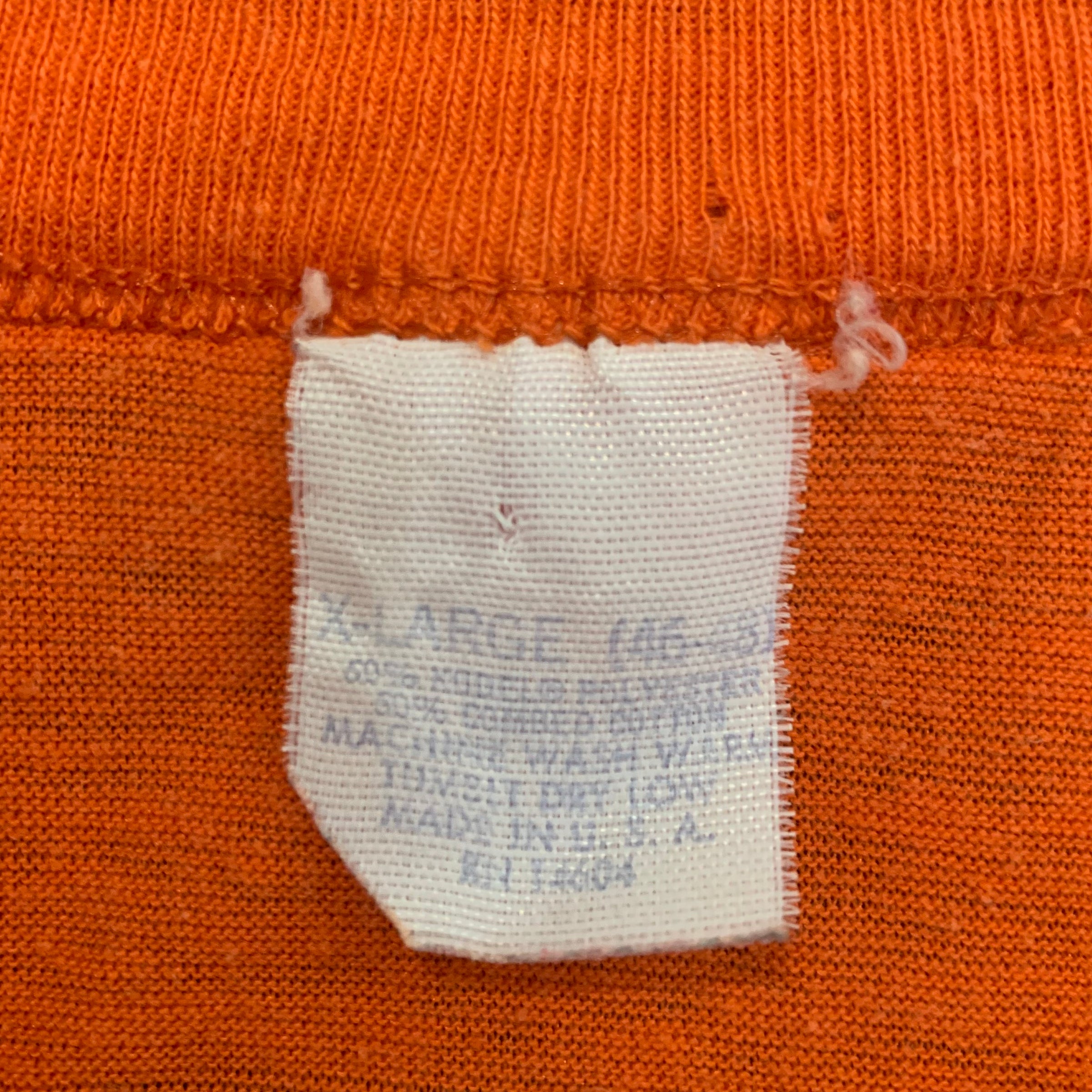 1970's Thin Orange Blank T-Shirt Short Large