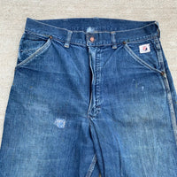 1950's Strong Reliable Denim Carpenter Jeans 32" x 30"