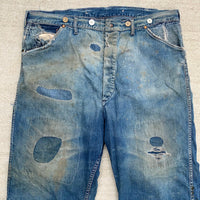 1940's Repaired Donut Button Denim Carpenter Jeans 39.5" x 25"