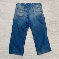 1940's Repaired Donut Button Denim Carpenter Jeans 39.5" x 25"