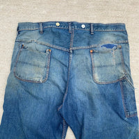 1940's Repaired Donut Button Denim Carpenter Jeans 39.5" x 25"