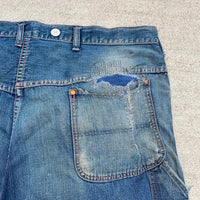 1940's Repaired Donut Button Denim Carpenter Jeans 39.5" x 25"