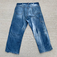 1940's Sun Faded Pioneer Brand Denim Carpenter Jeans 39.5" x 28.25"