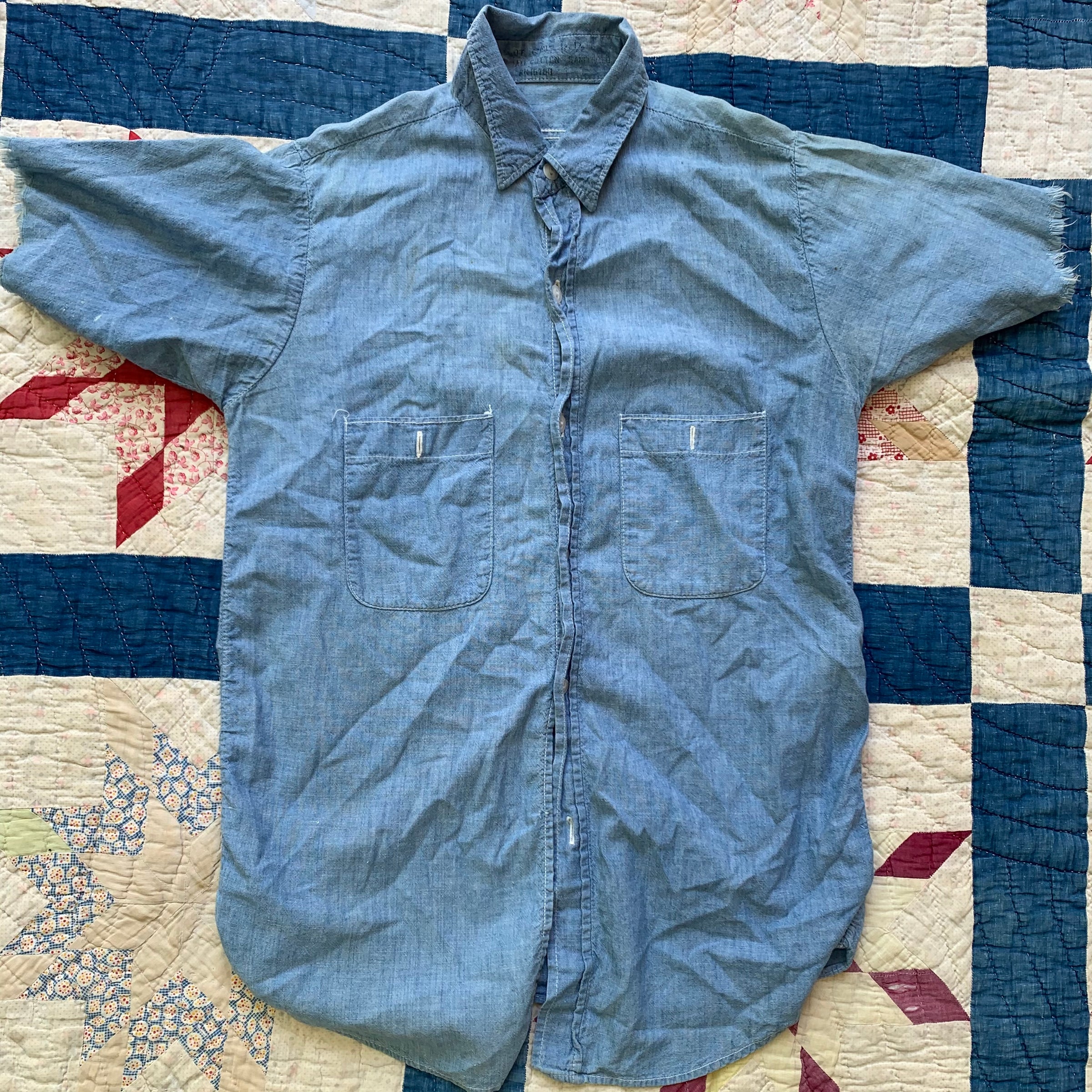1950's USN Chambray Shirt with 1960's era Peanuts Comic Drawing