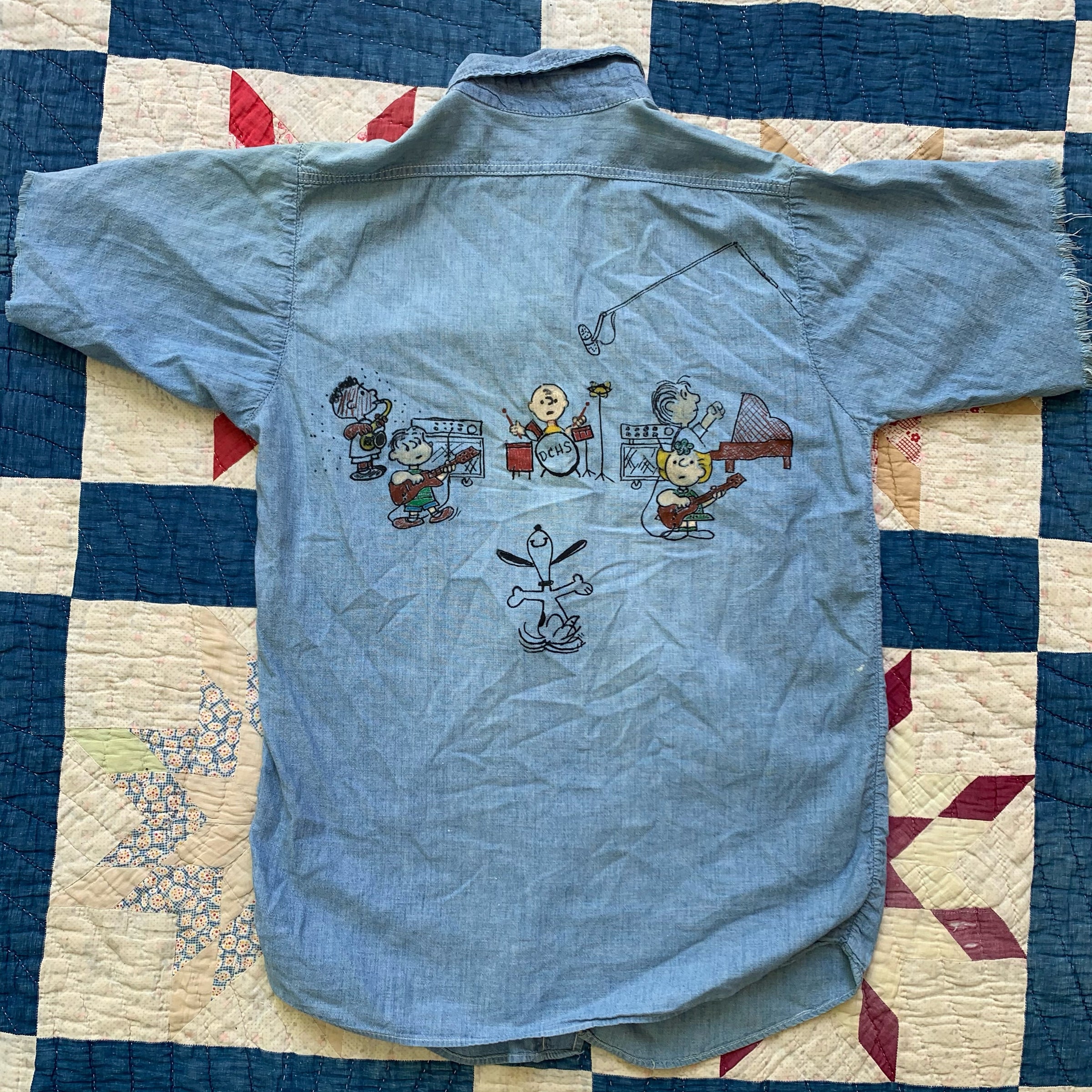 1950's USN Chambray Shirt with 1960's era Peanuts Comic Drawing