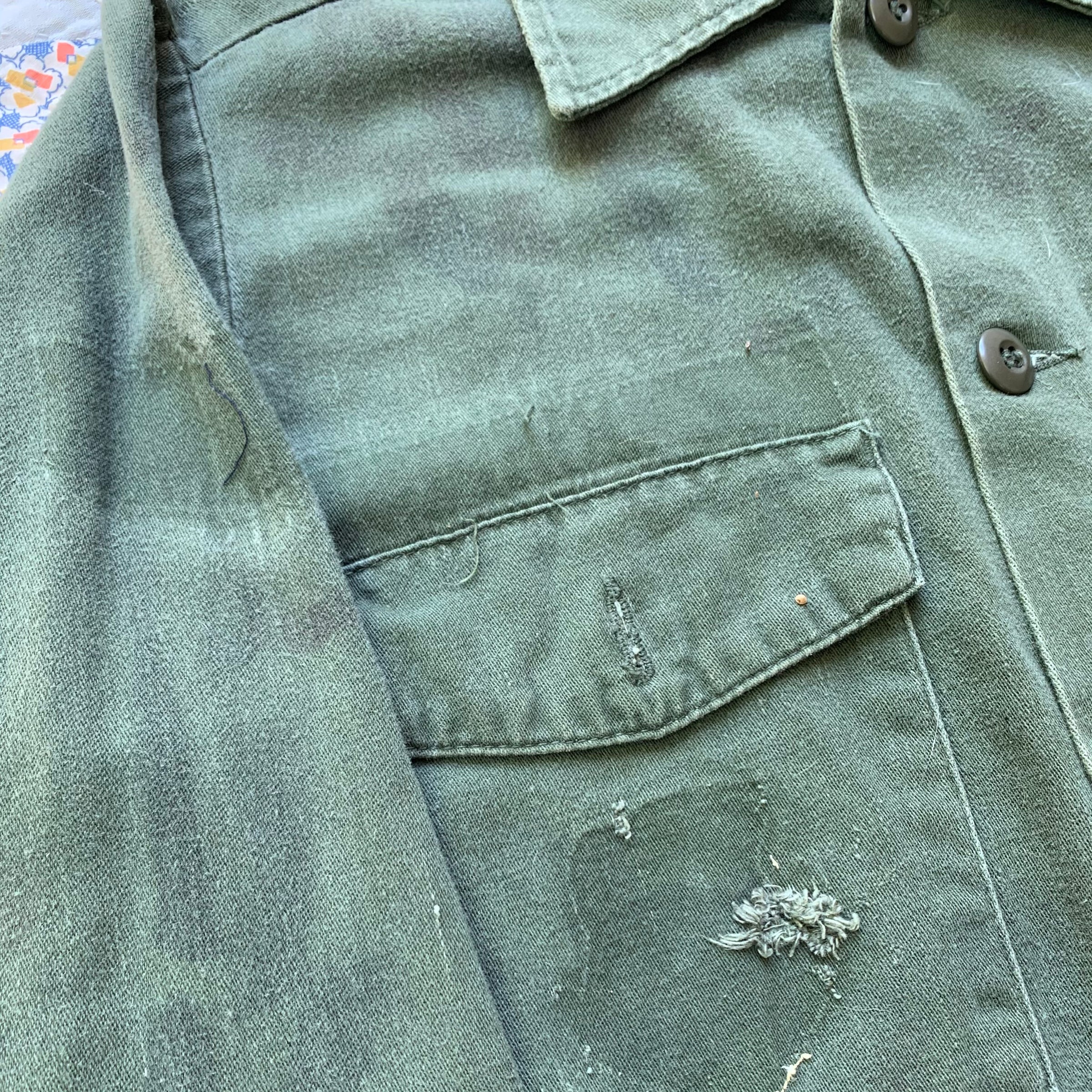 1960's-1970's Third Pattern Homemade Camo OG-107 Fatigue Shirt