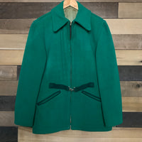 1940's Green Wool Belted Car Coat Medium