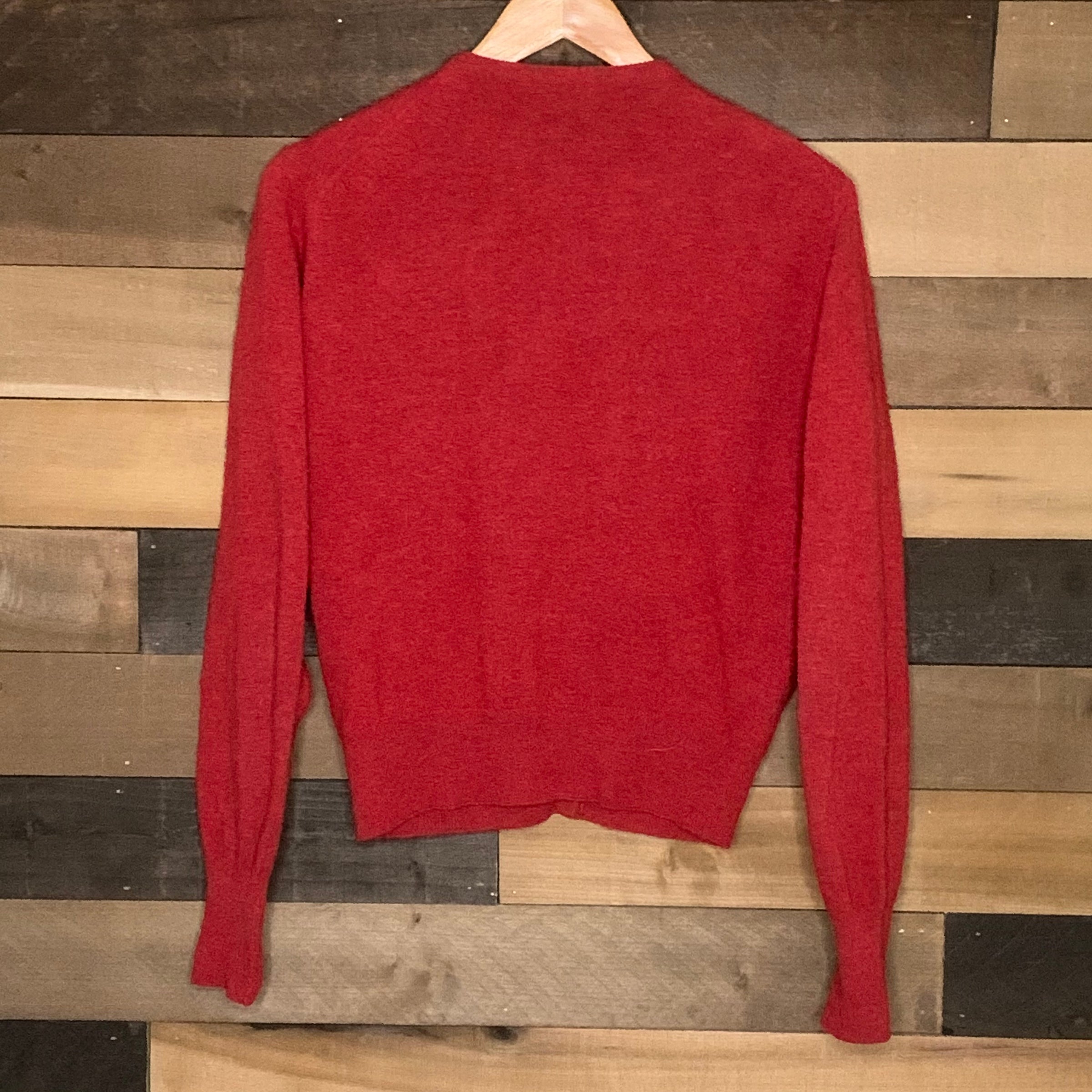 1930's Red Munrospun Lambswool Cardigan With Cat Eye Buttons