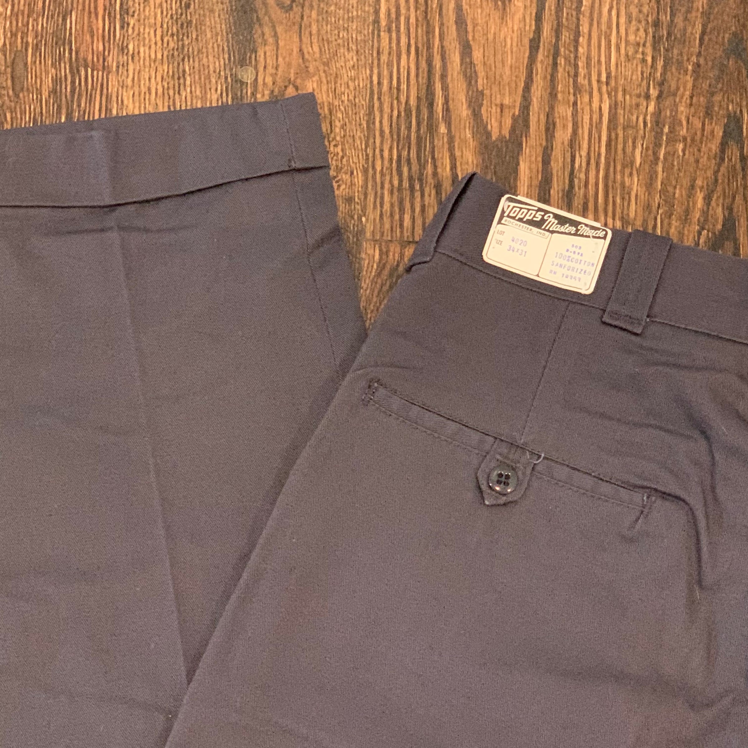 1950’s/1960’s Deadstock Topps Work Pants 34” Waist 30.25" Inseam