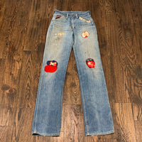 1940's Patched Blue Bell Wrangler Jeans with Levi's Hardware 28” Waist