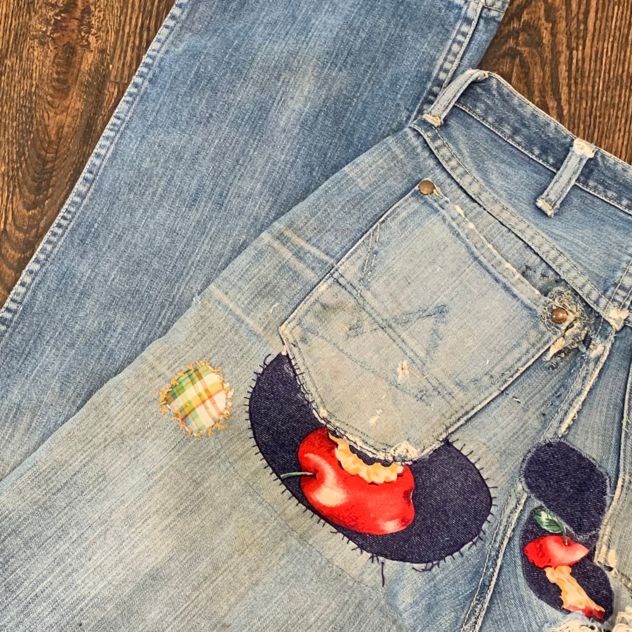 1940's Patched Blue Bell Wrangler Jeans with Levi's Hardware 28” Waist