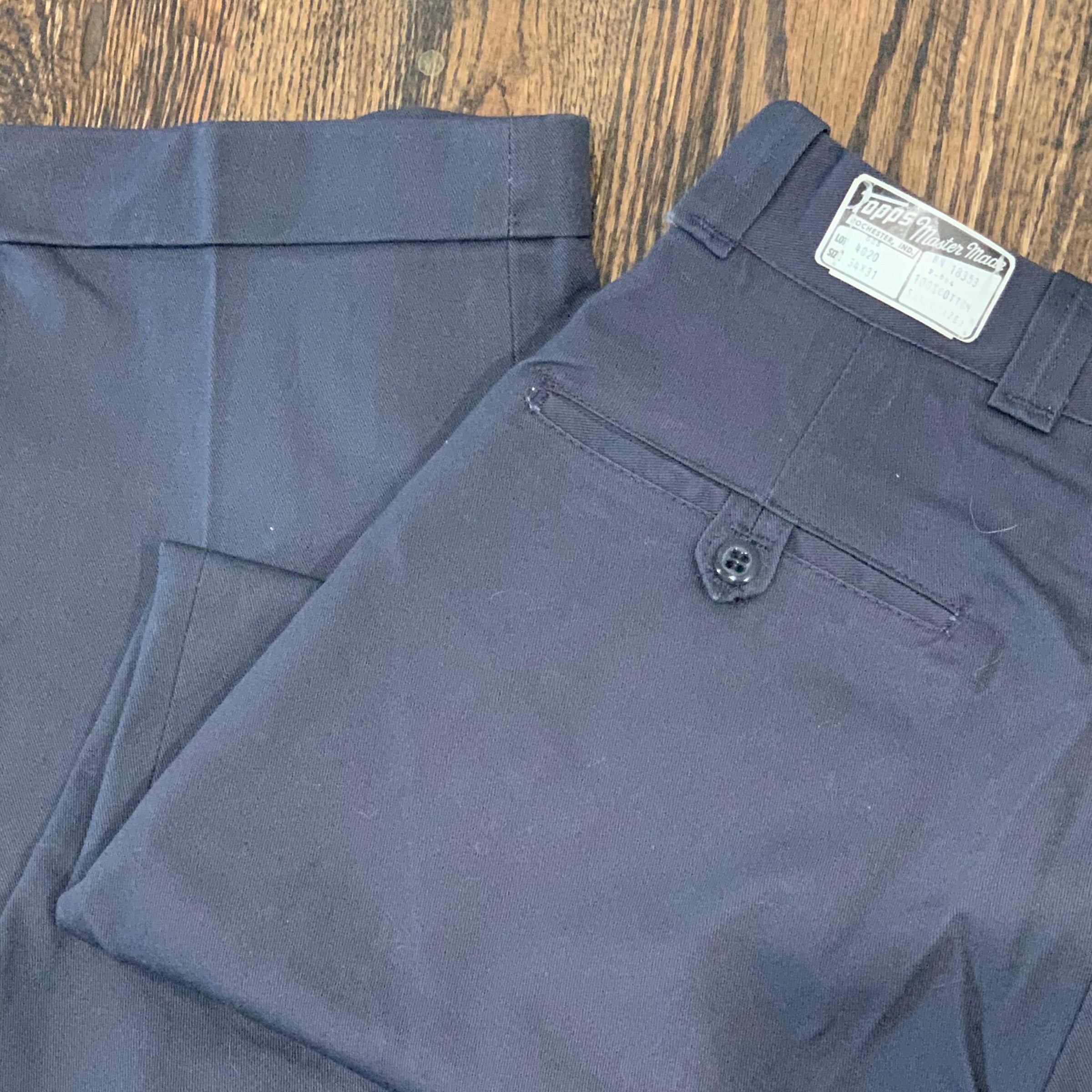 1950's/1960's Deadstock Topps Work Pants 34" Waist 32" Inseam