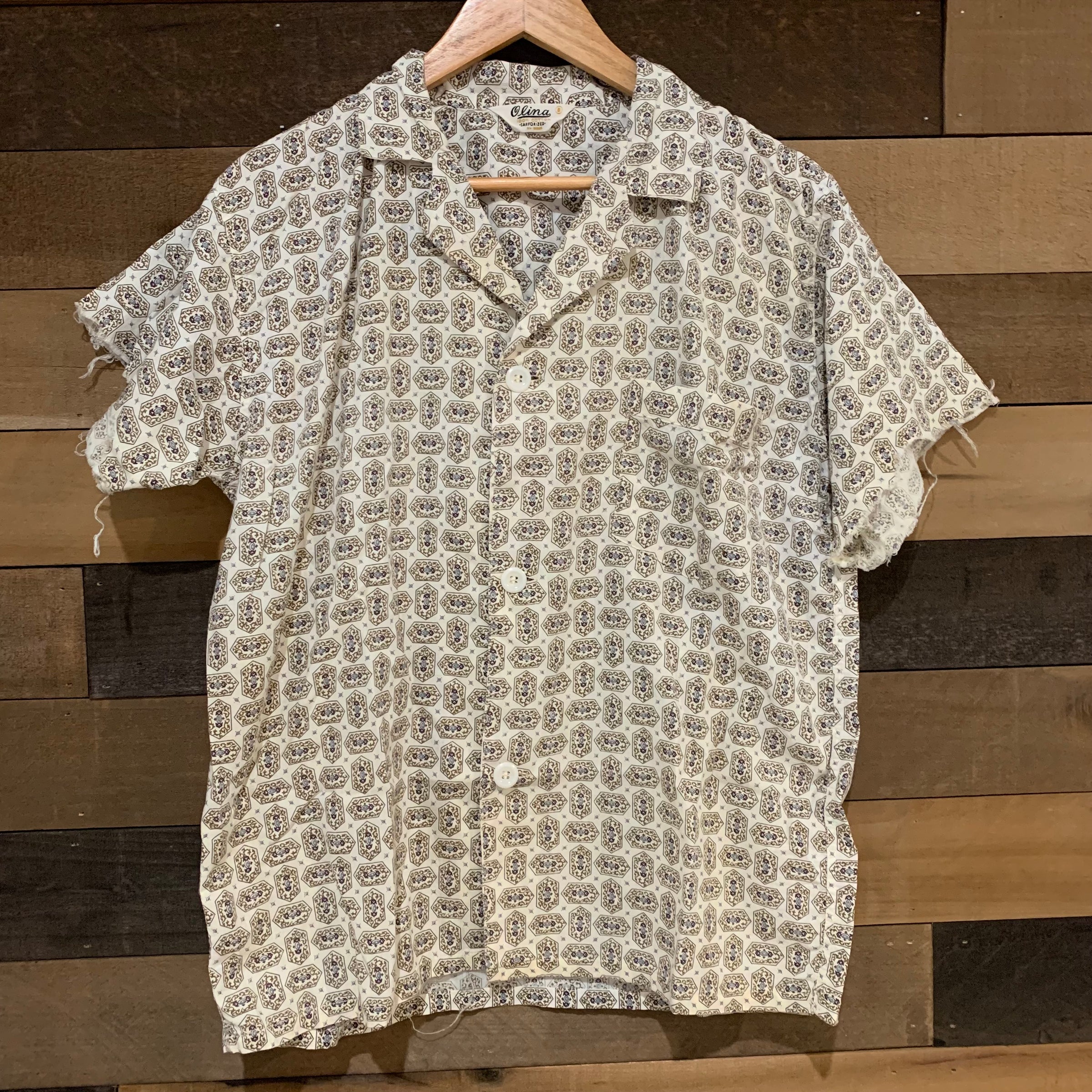 1950’s Patterned Short Sleeve Camp Collar Shirt