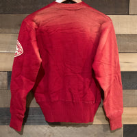 1940's Faded Red Varsity V-Neck Sweater Medium