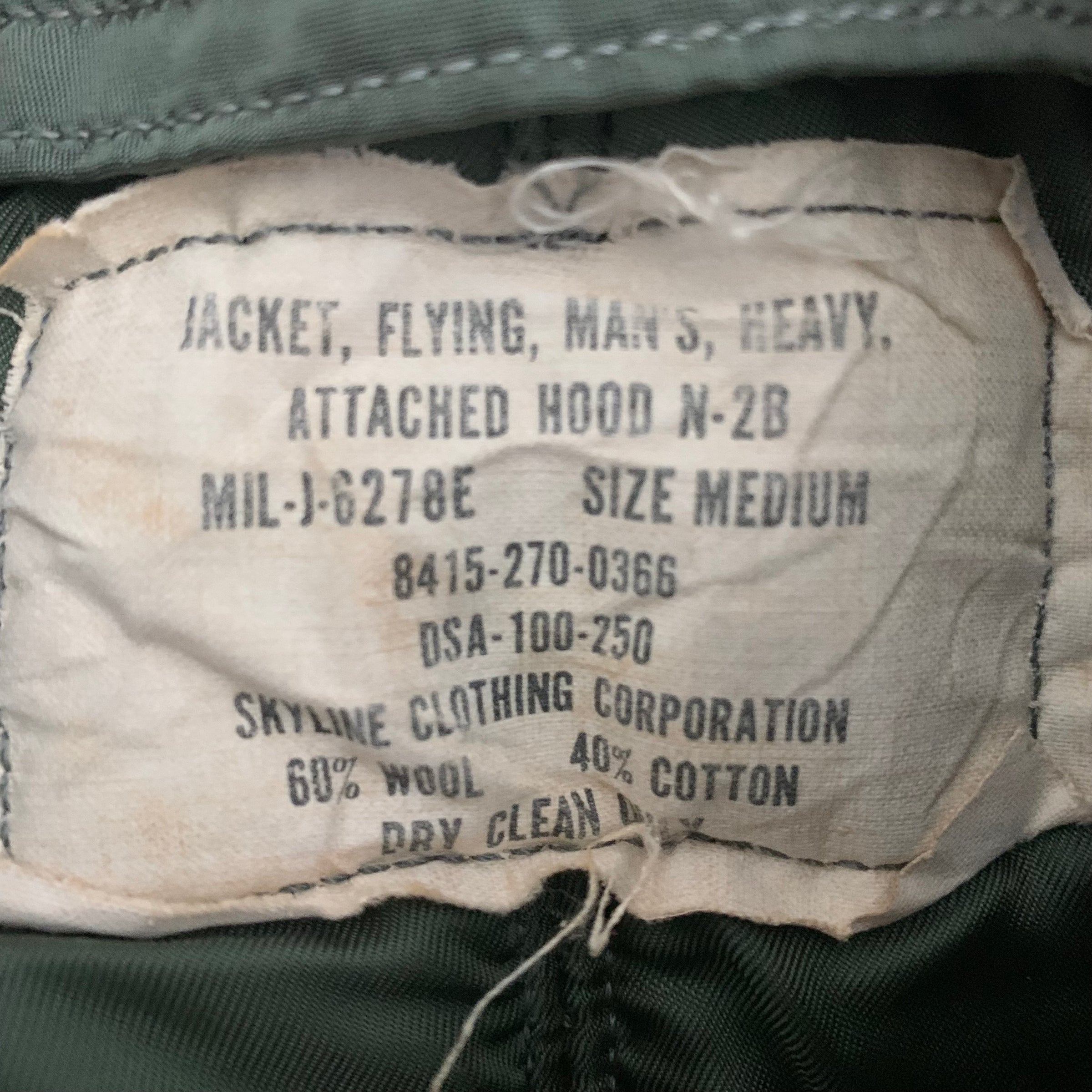 1960's Vietnam War Era N-2B Flight Jacket Medium