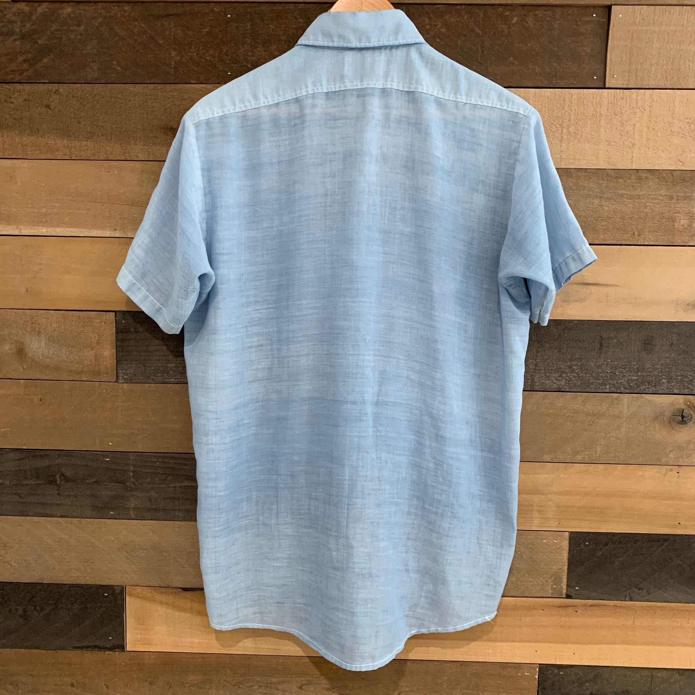 1970's Paper Thin Sears Short Sleeve Chambray Work Shirt Large
