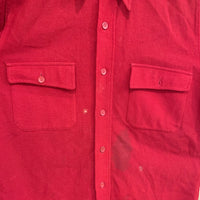 1950's LL Bean Script Label Red Wool Flannel Shirt with Leather Elbows M/L