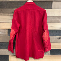 1950's LL Bean Script Label Red Wool Flannel Shirt with Leather Elbows M/L