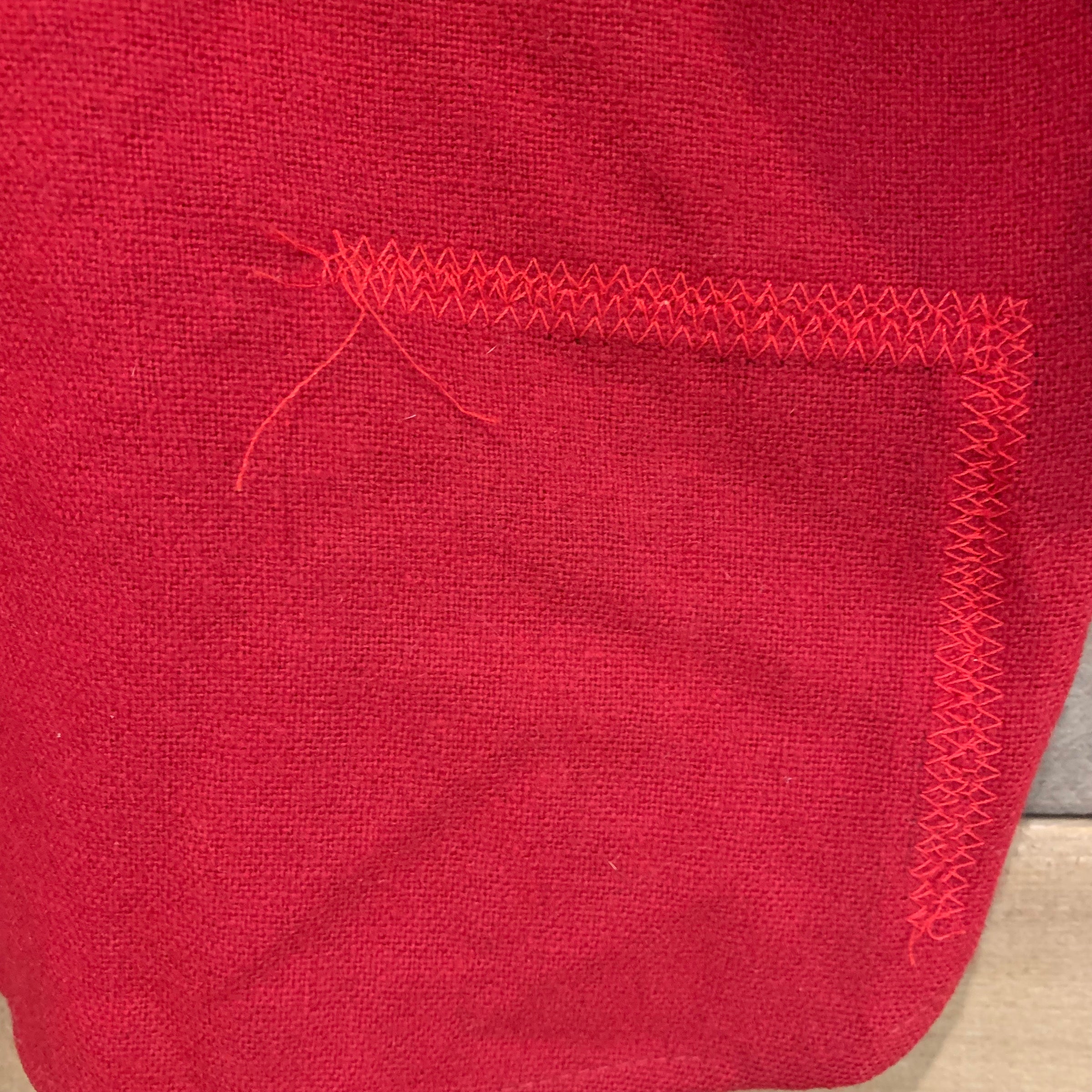 1950's LL Bean Script Label Red Wool Flannel Shirt with Leather Elbows M/L