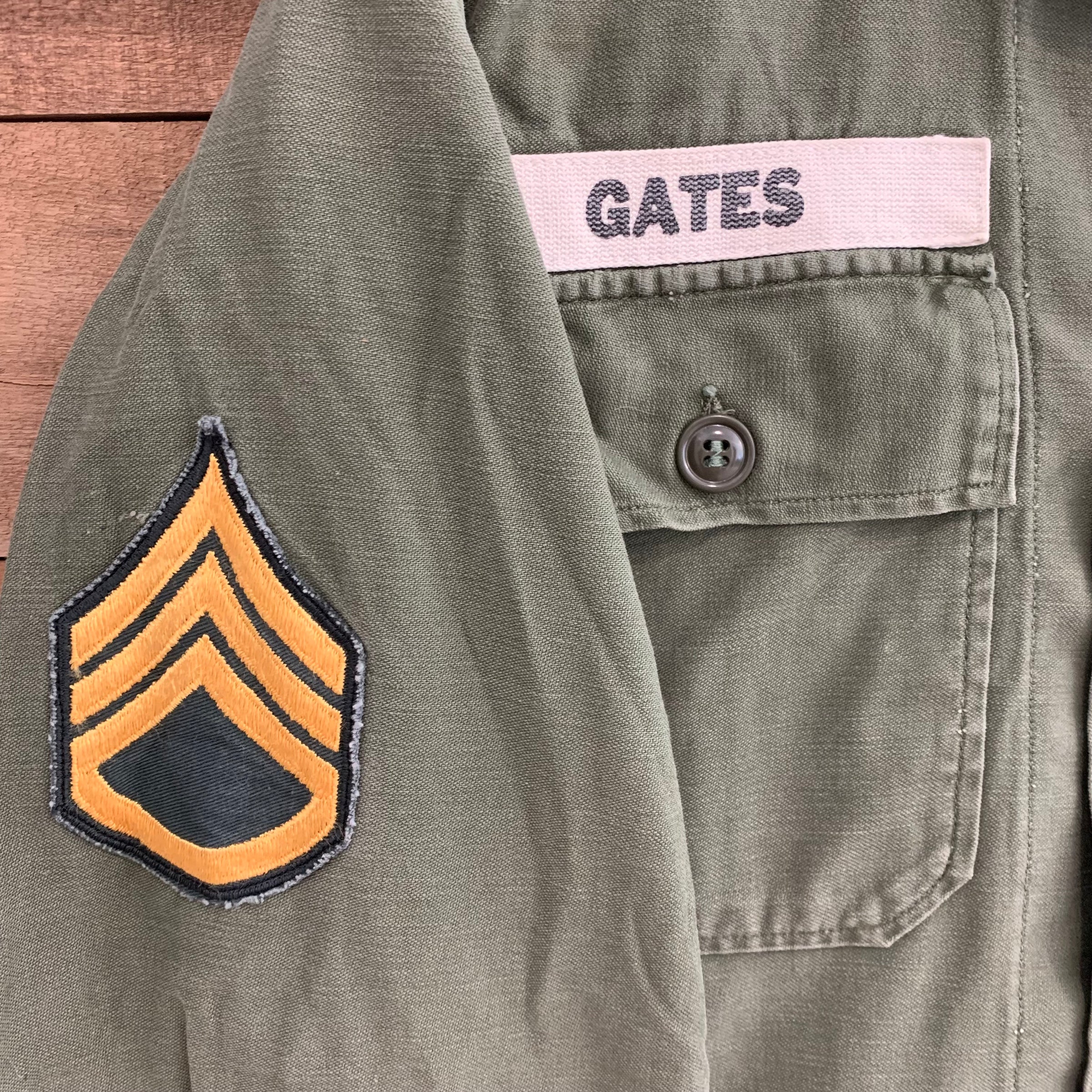 1960's Vietnam War Patched 1st Pattern OG-107 Fatigue Shirt Medium