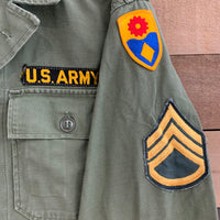 1960's Vietnam War Patched 1st Pattern OG-107 Fatigue Shirt Medium