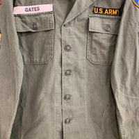 1960's Vietnam War Patched 1st Pattern OG-107 Fatigue Shirt Medium