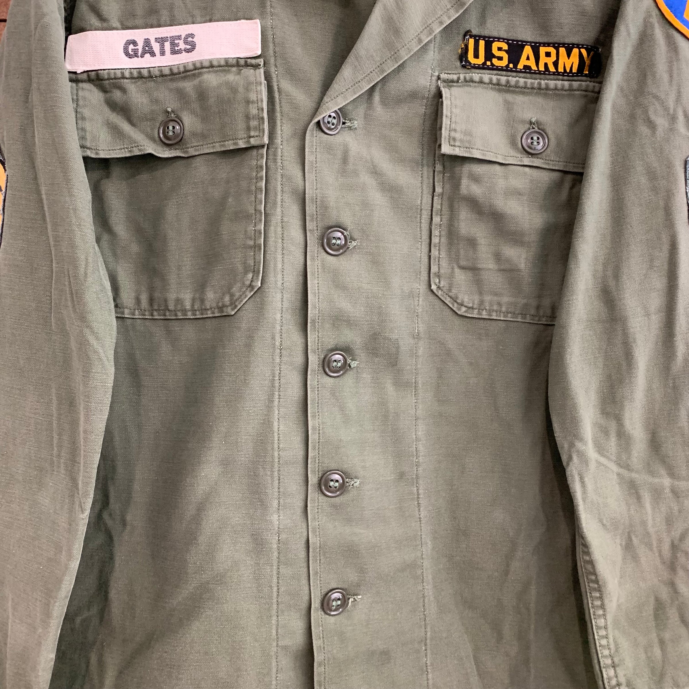 1960's Vietnam War Patched 1st Pattern OG-107 Fatigue Shirt Medium