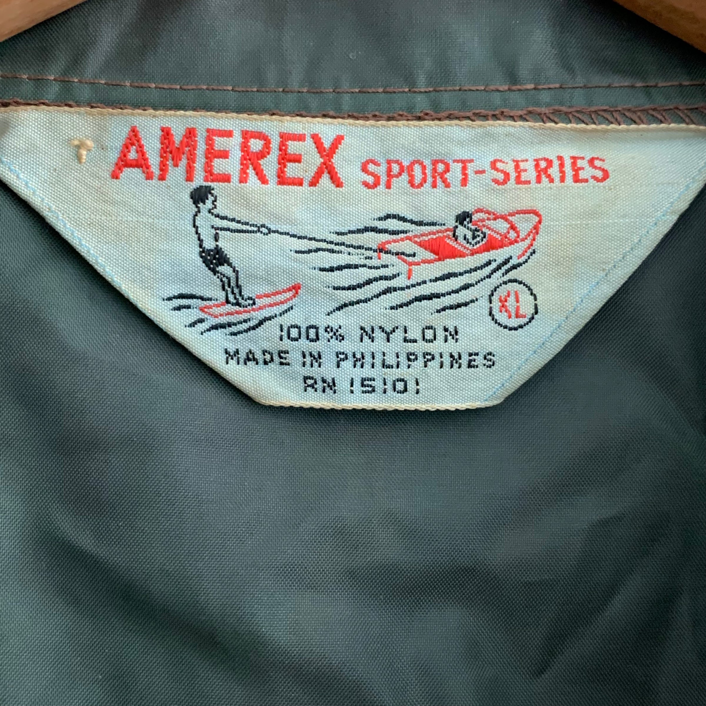 1960's Forest Green Amerex Nylon Jacket With Misaligned Pockets XL
