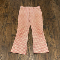1960's Flared Red Gingham Picnic Print Trousers 36" Waist