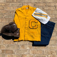 1950’s Sunflower Varsity Letterman Cardigan Sweater Medium