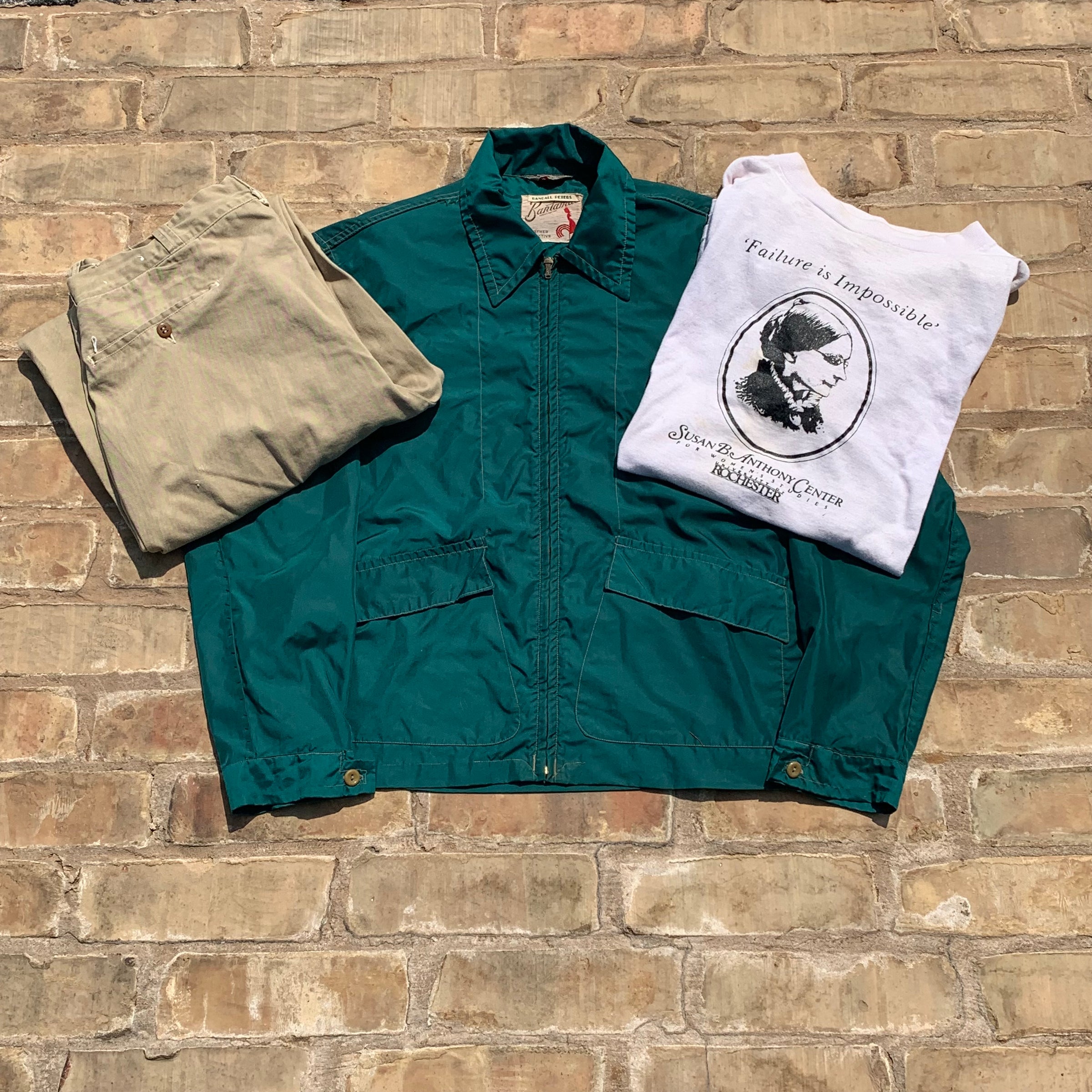 1940’s Dark Green Bantamac Weatherproof Cinched Jacket M/L