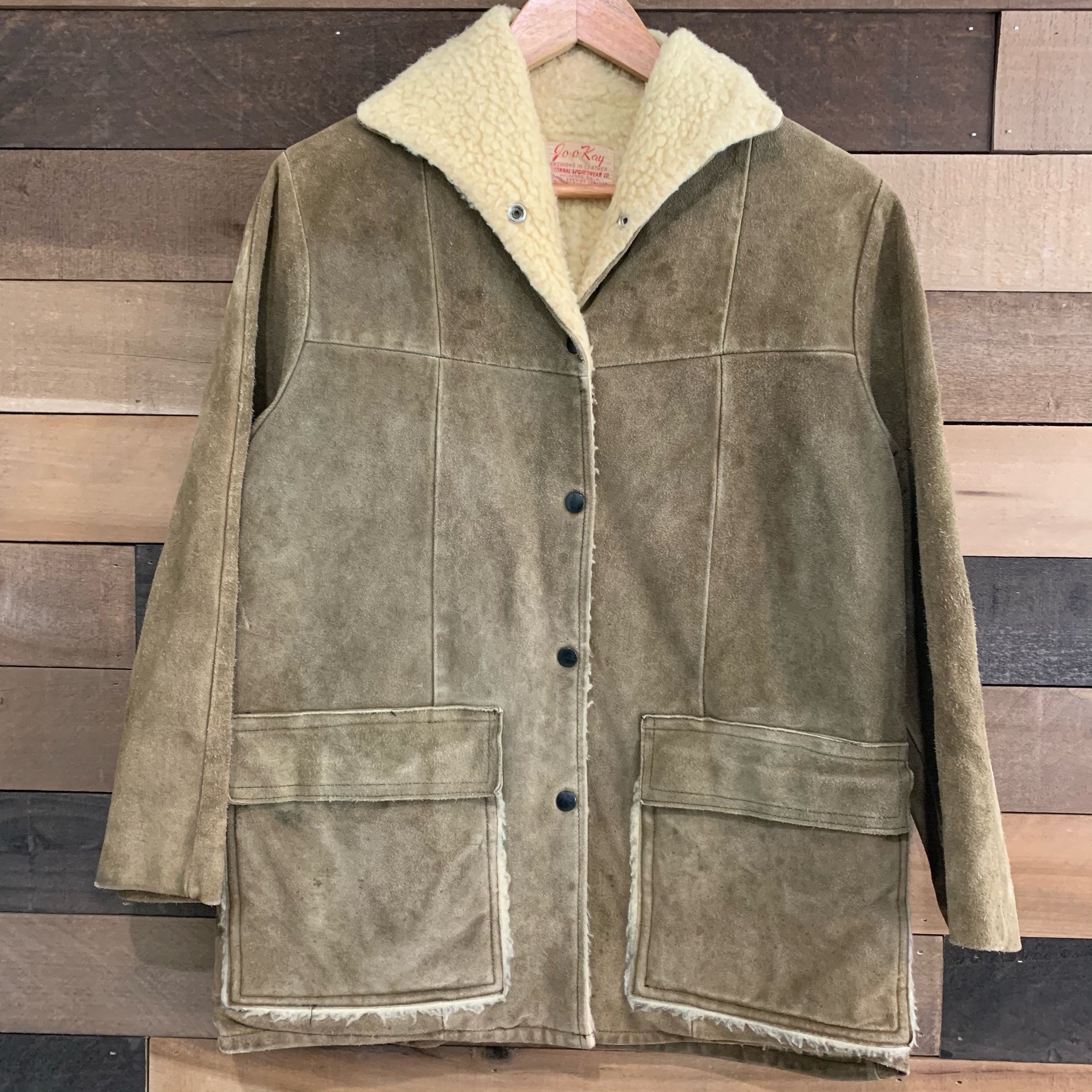 1960's Jo-o-Kay Suede Leather Shearling Lined Western Jacket Medium