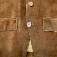 1960's/1970's Homemade Hippy Suede Leather Vest with Embroidered Hidden Pocket Medium