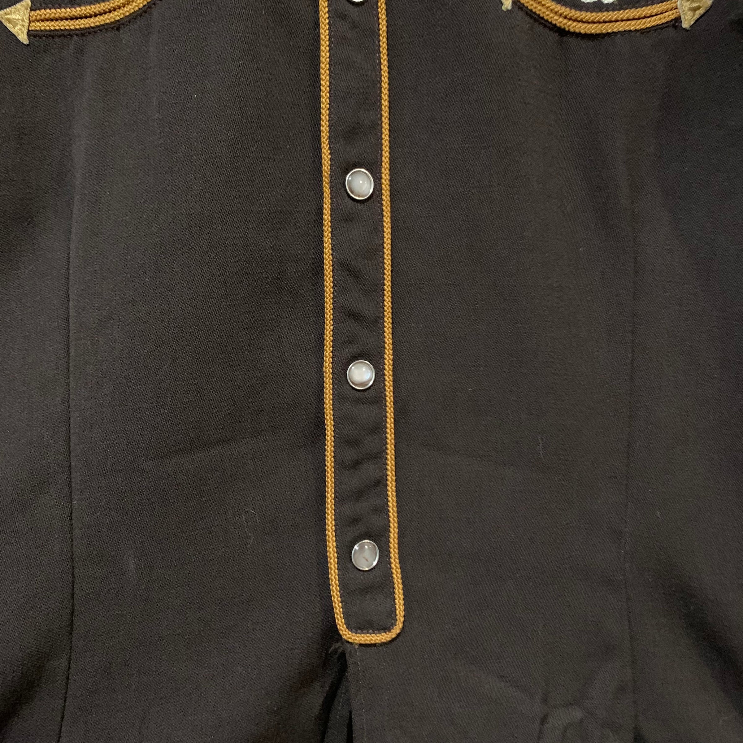 1930's Personalized Chain-Stitched Gabardine Western Rodeo Shirt Small