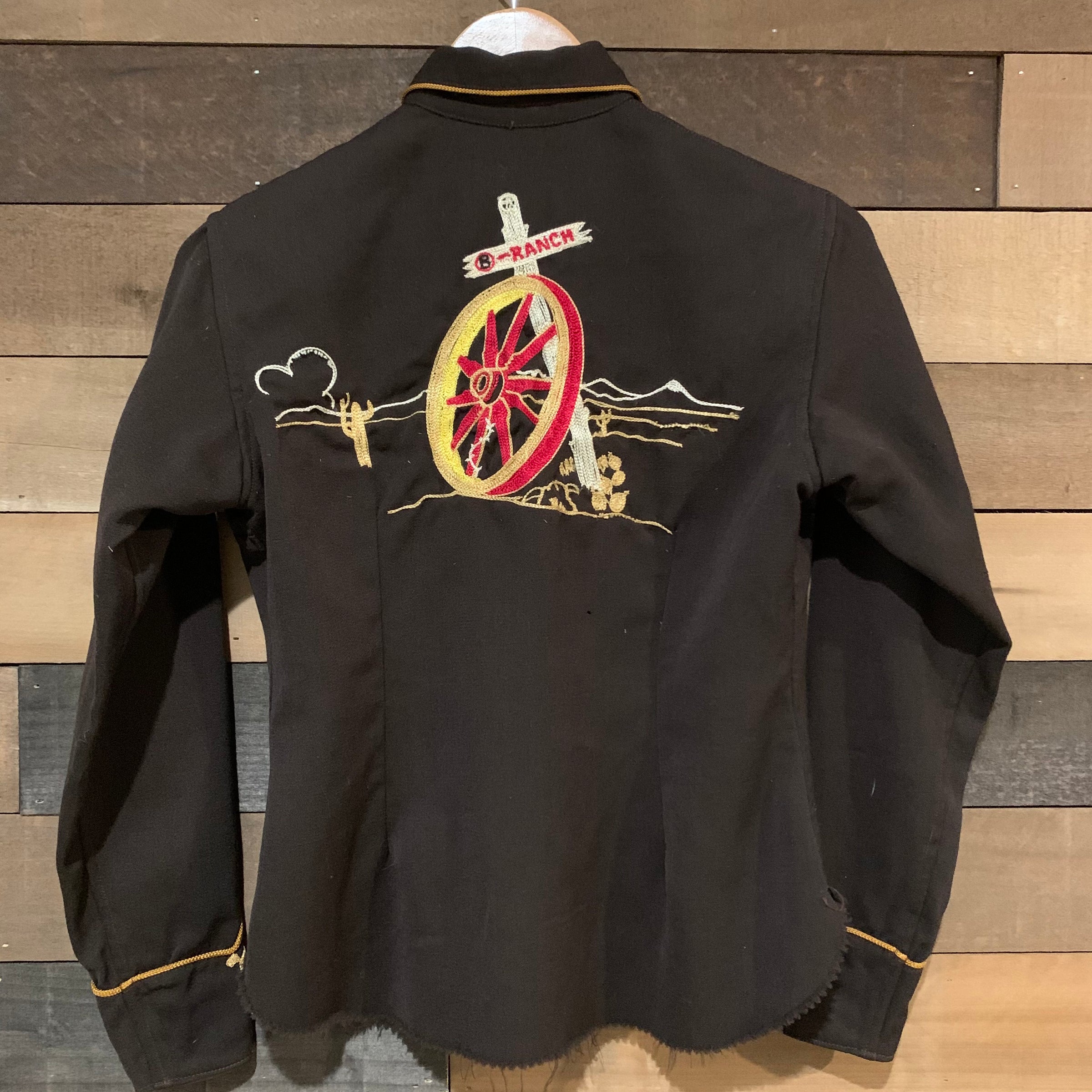 1930's Personalized Chain-Stitched Gabardine Western Rodeo Shirt Small