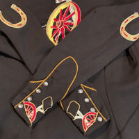1930's Personalized Chain-Stitched Gabardine Western Rodeo Shirt Small