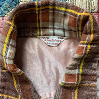 1950's Shirtwear Brown Plaid Sanforized Cotton Flannel Small