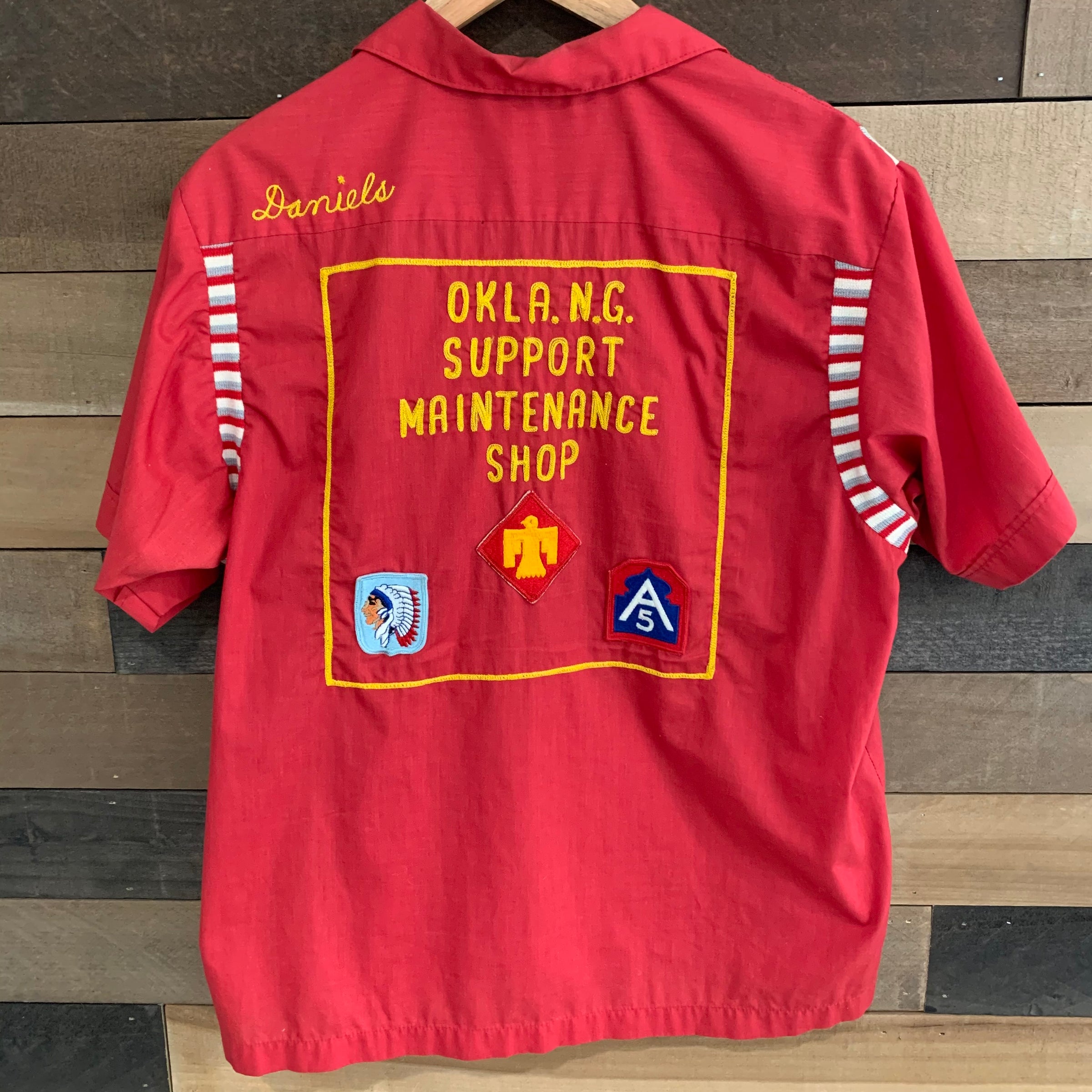 1960's Oklahoma National Guard Chainstitched Nat Nast Bowling Shirt Large